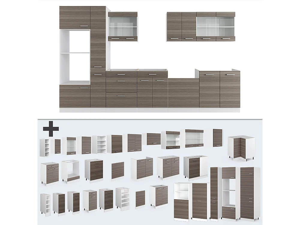Kitchenette cinza nobre/branco 350x60x81.6 r-line