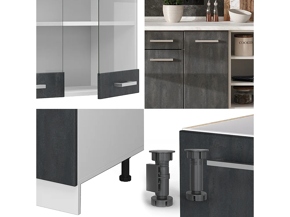 Cuisine noir béton/blanc 240x60x81.6 r-line