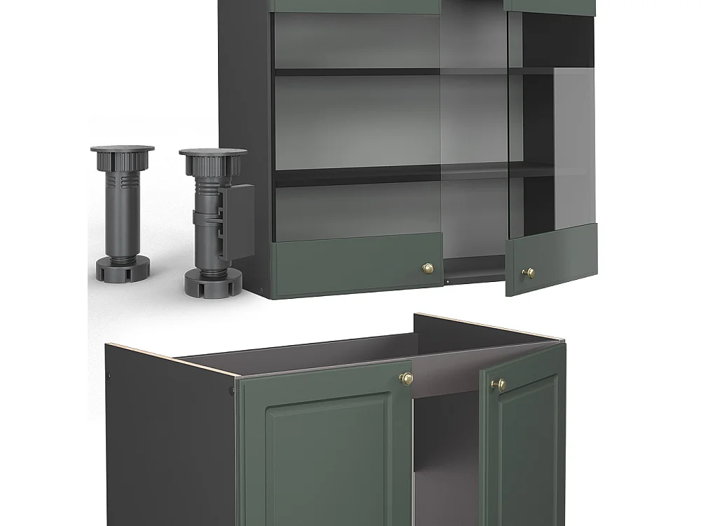 Cuisine vert et or campagne/anthracite 240x60x81.6 fame-line