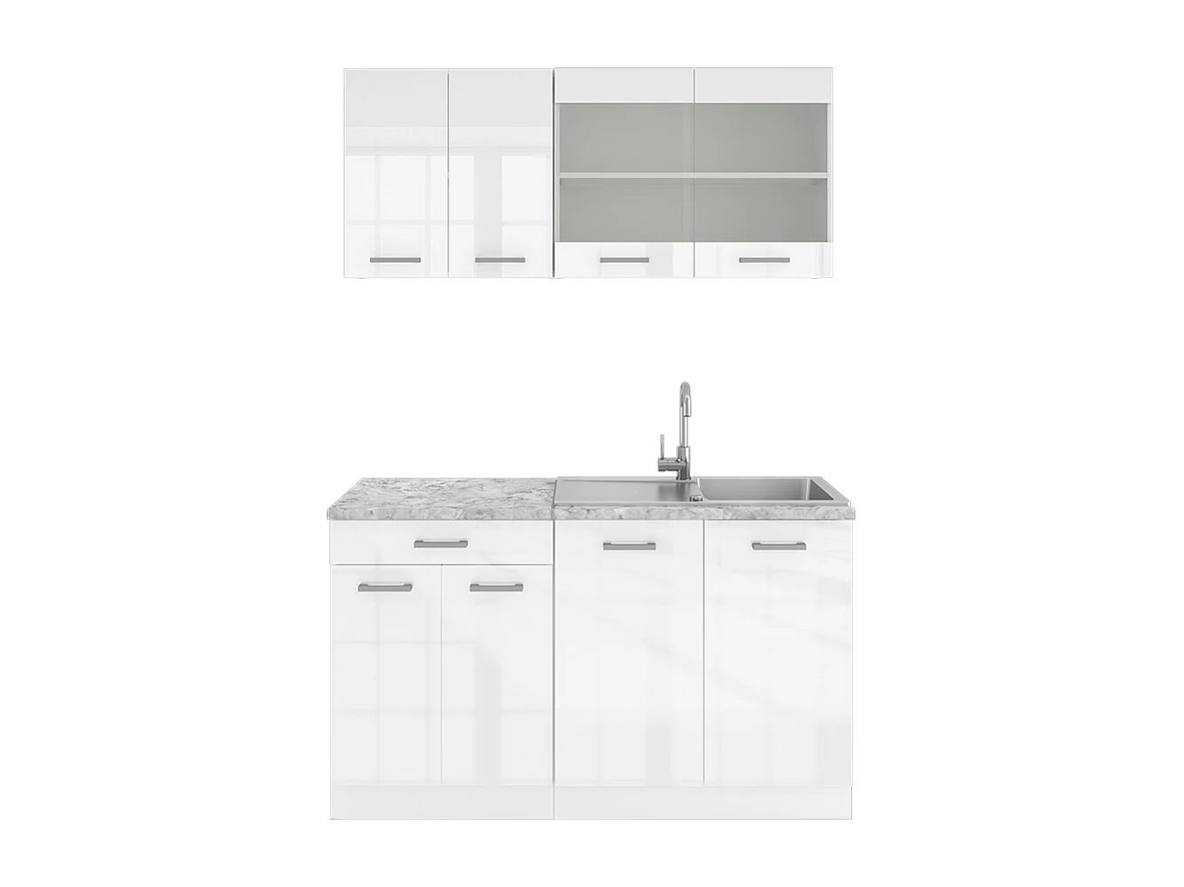 Cuisine blanc brillant/blanc 140x60x81.6 r-line