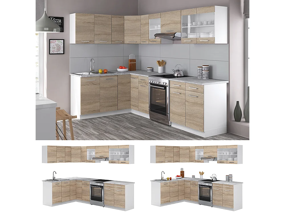 Eckküche sonoma/weiß 270x60x81.6 rick