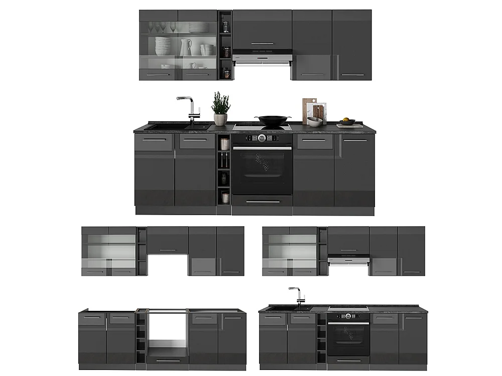Kök antracit högblank 235x60x81.6 fame-line