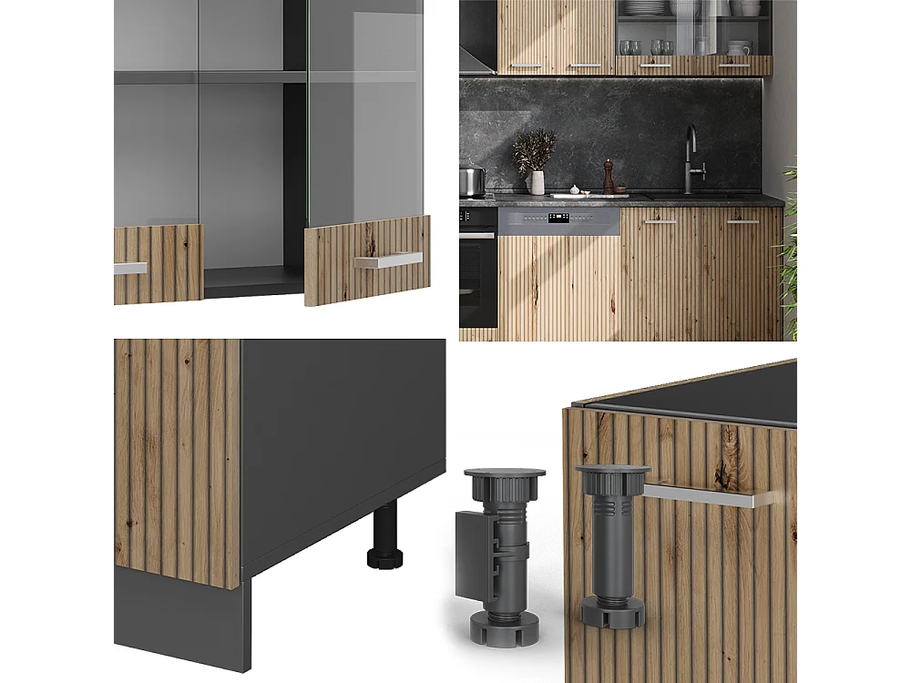 Küchenzeile artisan eiche/anthrazit 300x46x81.6 r-line