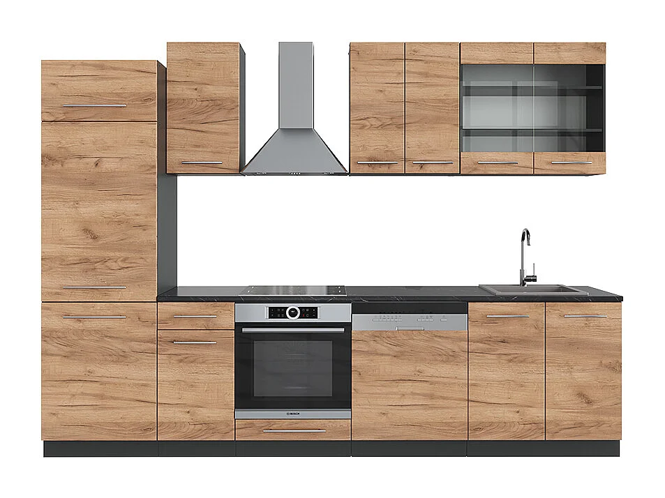 Cuisine chêne doré/anthracite 300x60x81.6 fame-line