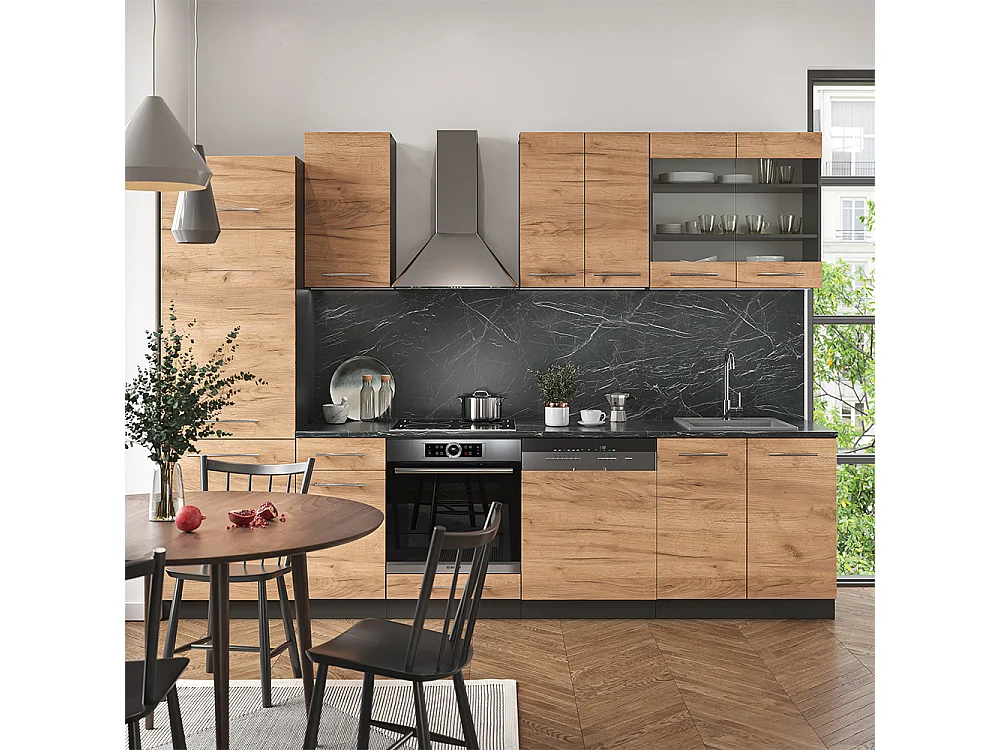 Cuisine chêne doré/anthracite 300x60x81.6 fame-line