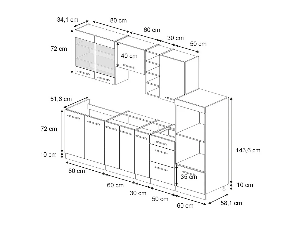 Küchenzeile anthrazit hochglanz 280x46x81.6 fame-line