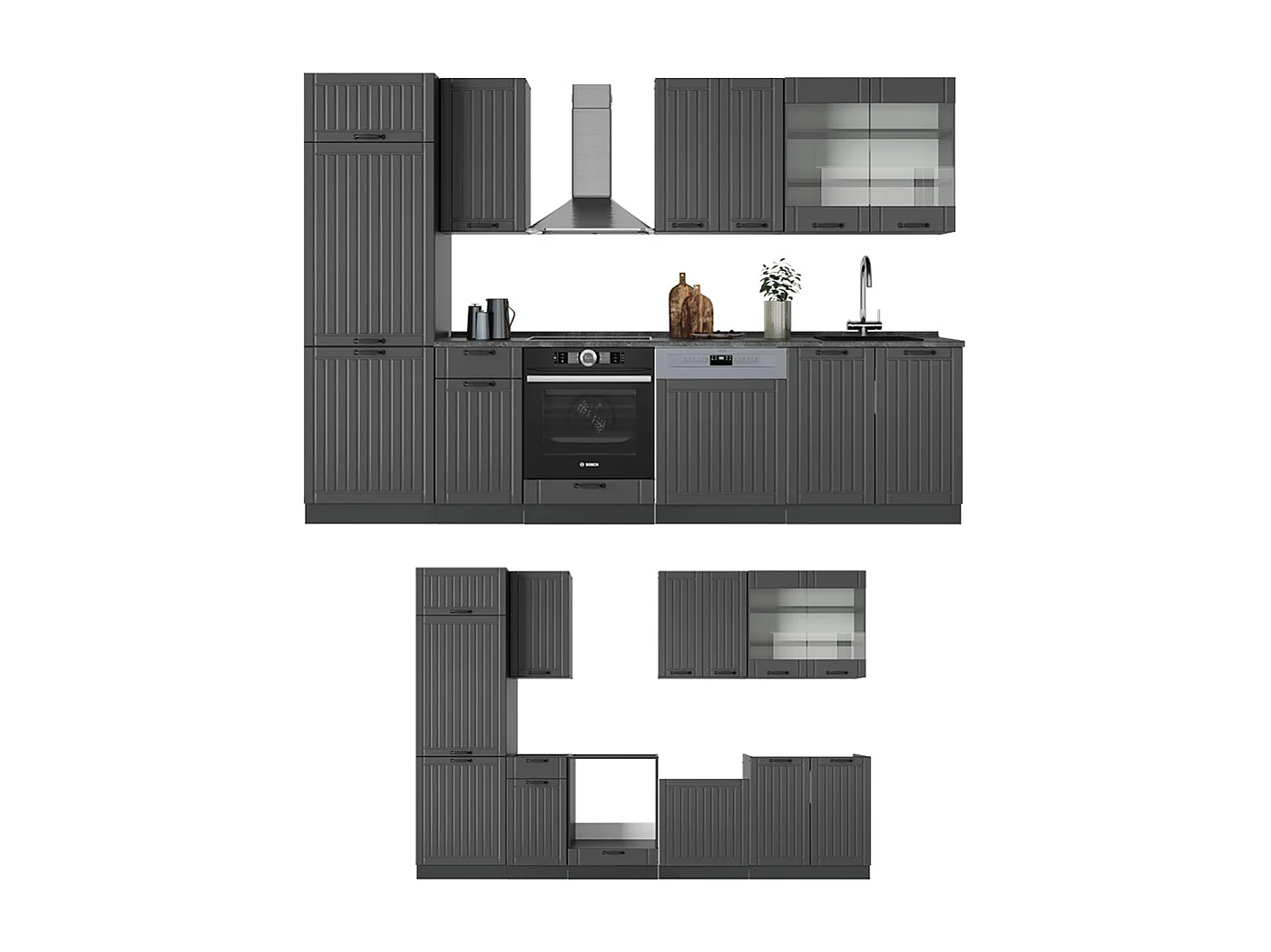 Mueble de cocina gris oscuro 300x46x81.6 fame-line