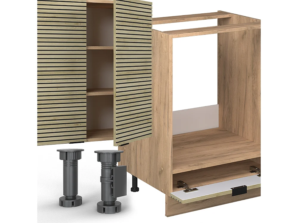 Cuisine en angle chêne lambris/chêne doré 347x60x81.6 fame-line