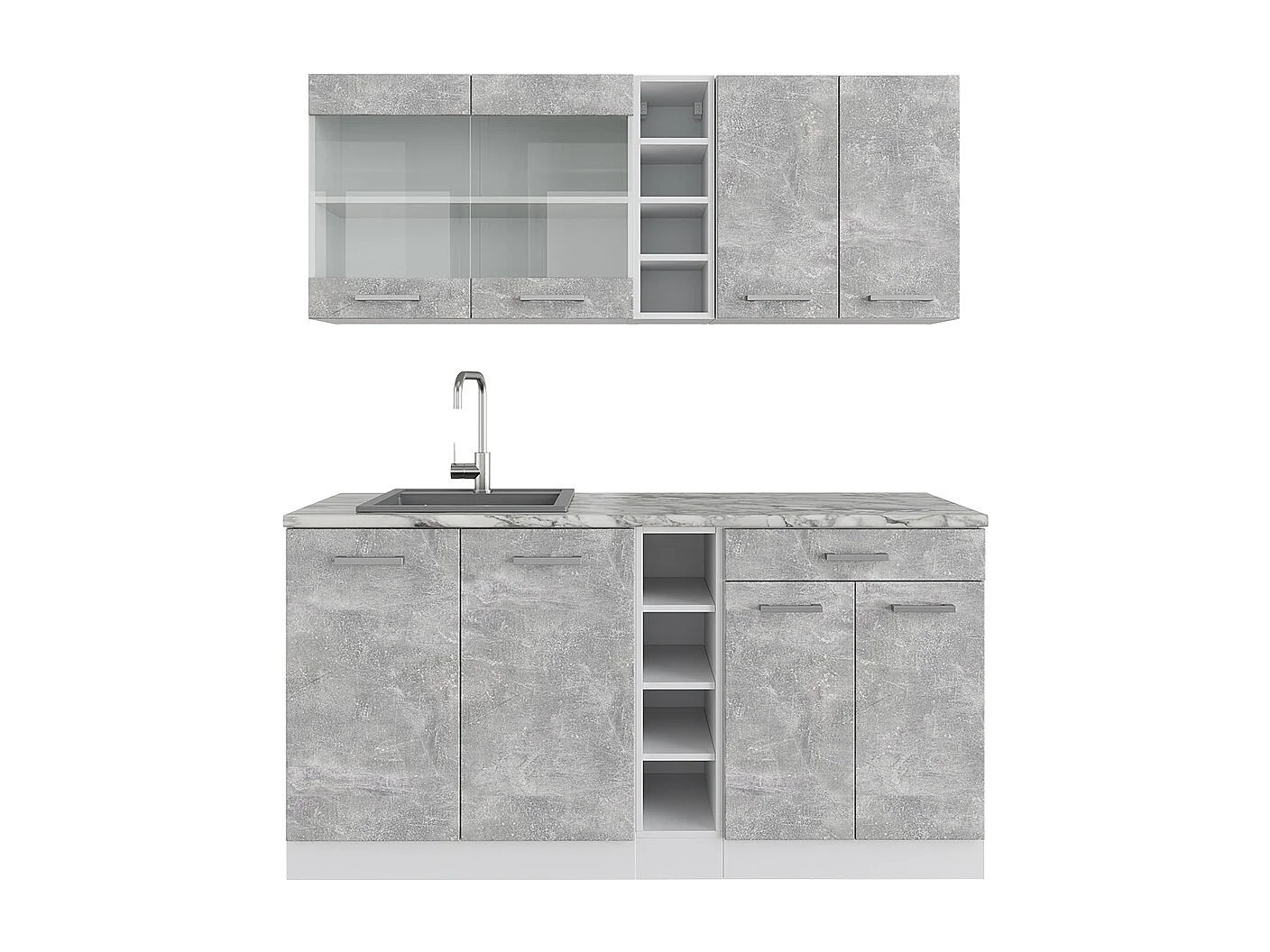 Cucina completa cemento/bianco 160x46x81.6 r-line