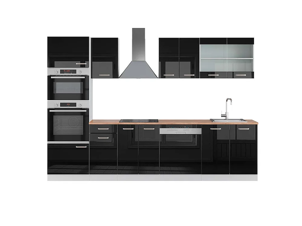 Cucina componibile nero lucido/bianco 300x60x81.6 r-line