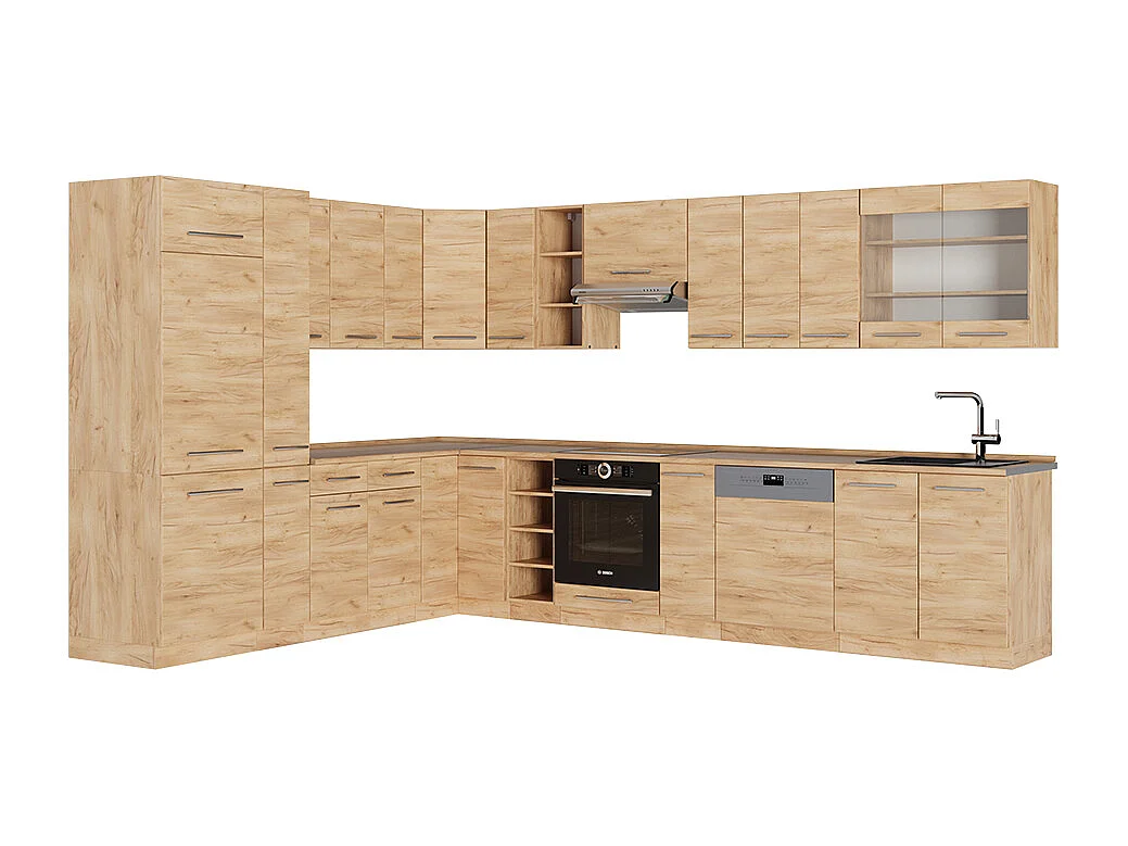 Eckküche goldkraft eiche 347x60x81.6 fame-line