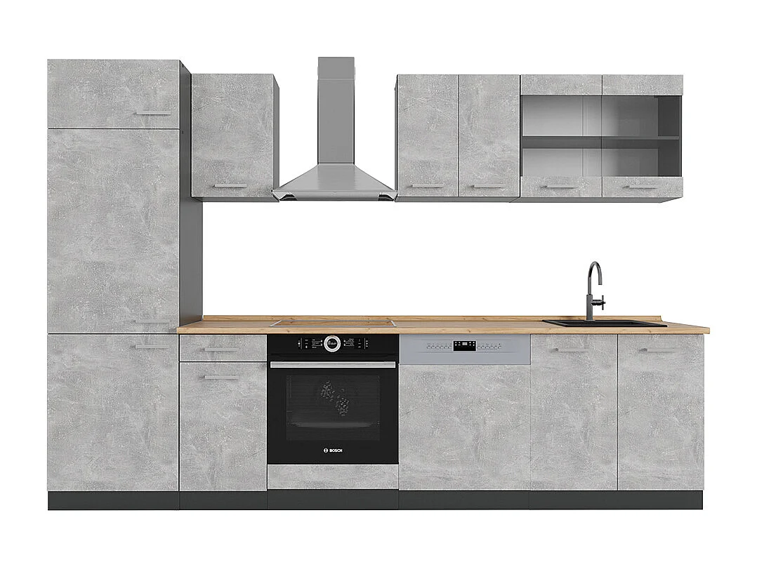 Mueble de cocina hormigón/antracita 300x46x81.6 r-line