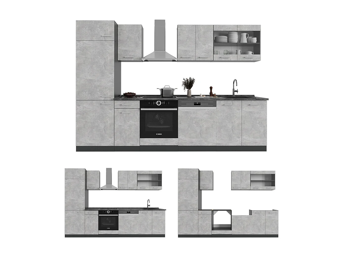 Cuisine béton/anthracite 300x46x81.6 r-line