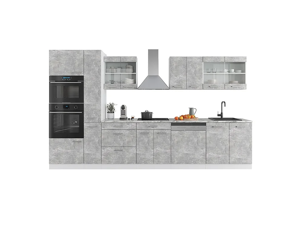 Cuisine béton/blanc 350x46x81.6 r-line
