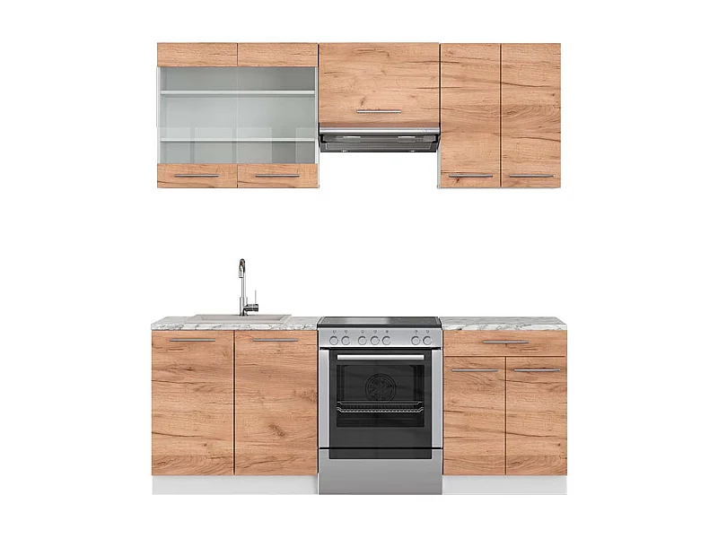 Mueble de cocina oro potencia roble/blanco 200x60x81.6 fame-line