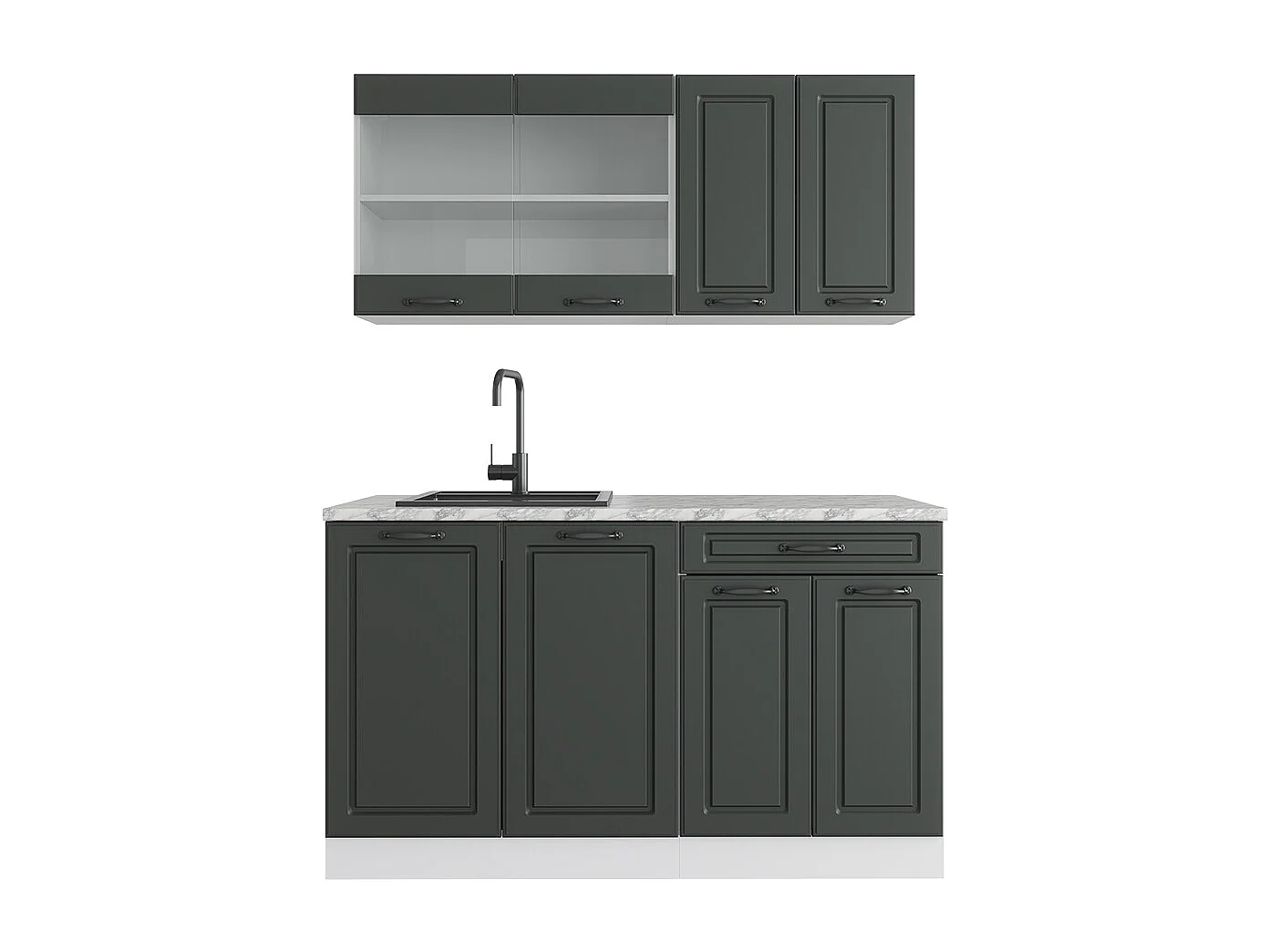 Single kitchen anthracite country house / white 140x60x81.6 r-line