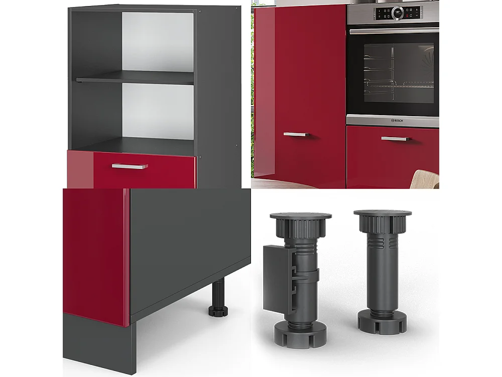 Bloc cuisine rouge brillant/anthracite 180x46x81.6 r-line