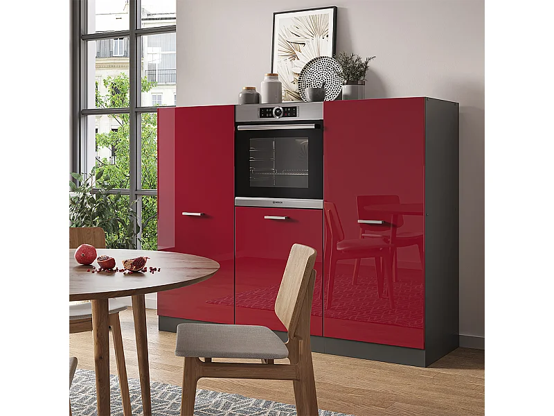 Bloc cuisine rouge brillant/anthracite 180x46x81.6 r-line