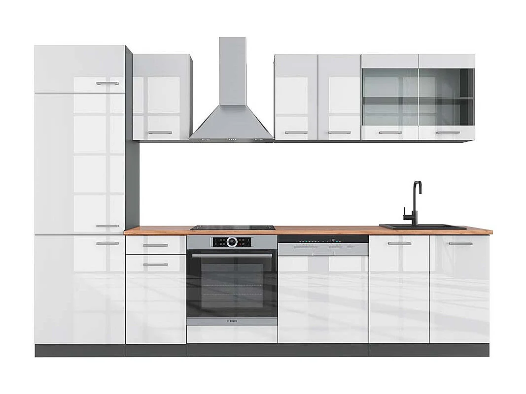 Aneks kuchenny biały wysoki połysk/antracyt 300x60x81.6 r-line