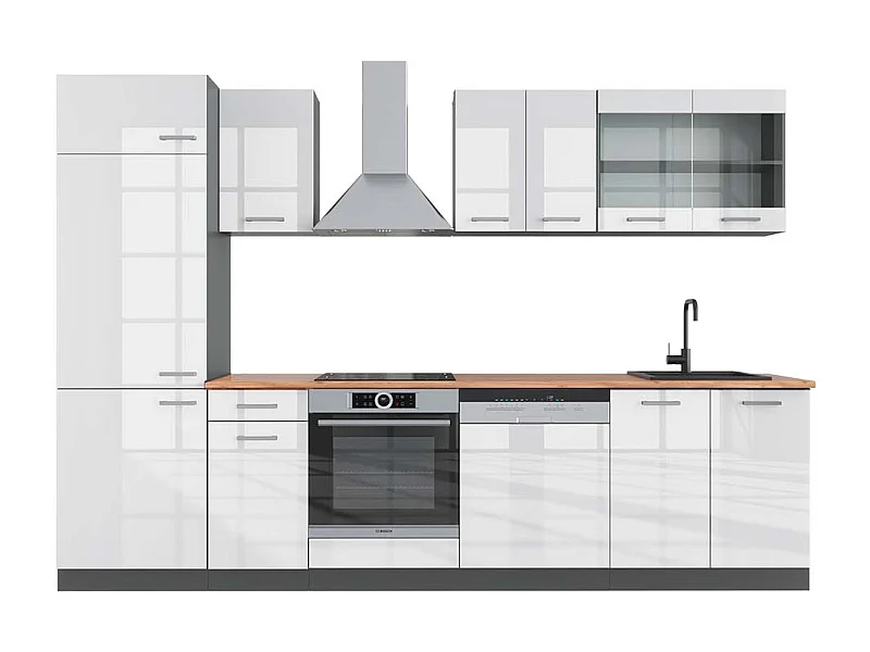 Aneks kuchenny biały wysoki połysk/antracyt 300x60x81.6 r-line