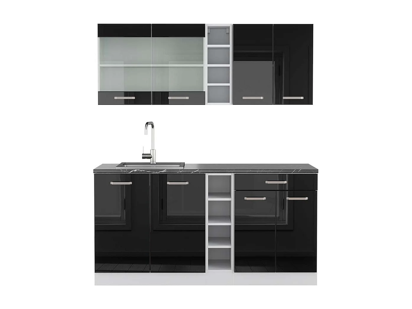 Cocina versátil negro brillo/blanco 160x60x81.6 r-line