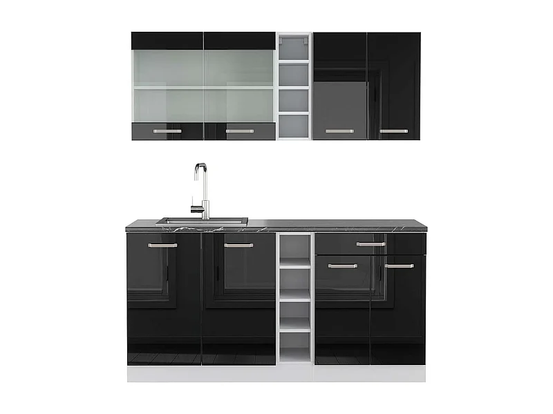 Cuisine noir brillant/blanc 160x60x81.6 r-line