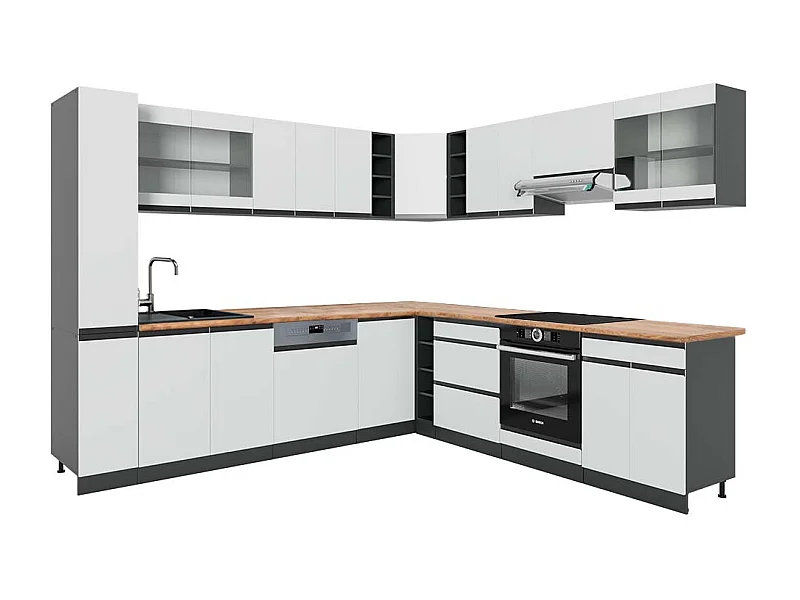 Cocina esquinera blanco/antracita 277x60x81.6 r-line