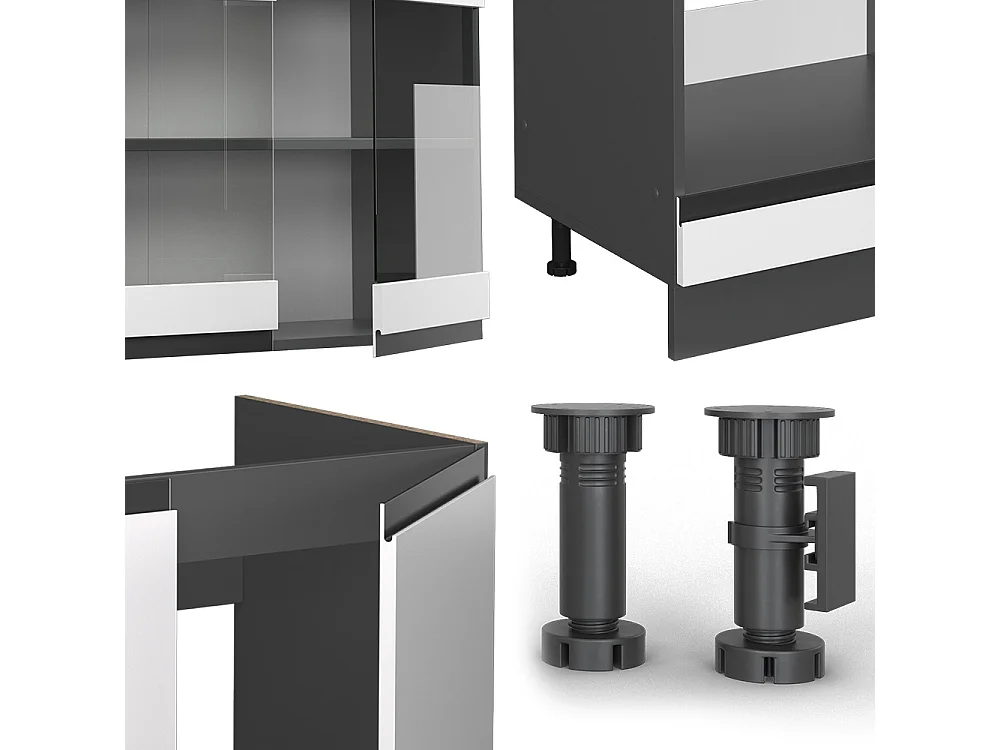 Cuisine en angle blanc/anthracite 277x60x81.6 r-line