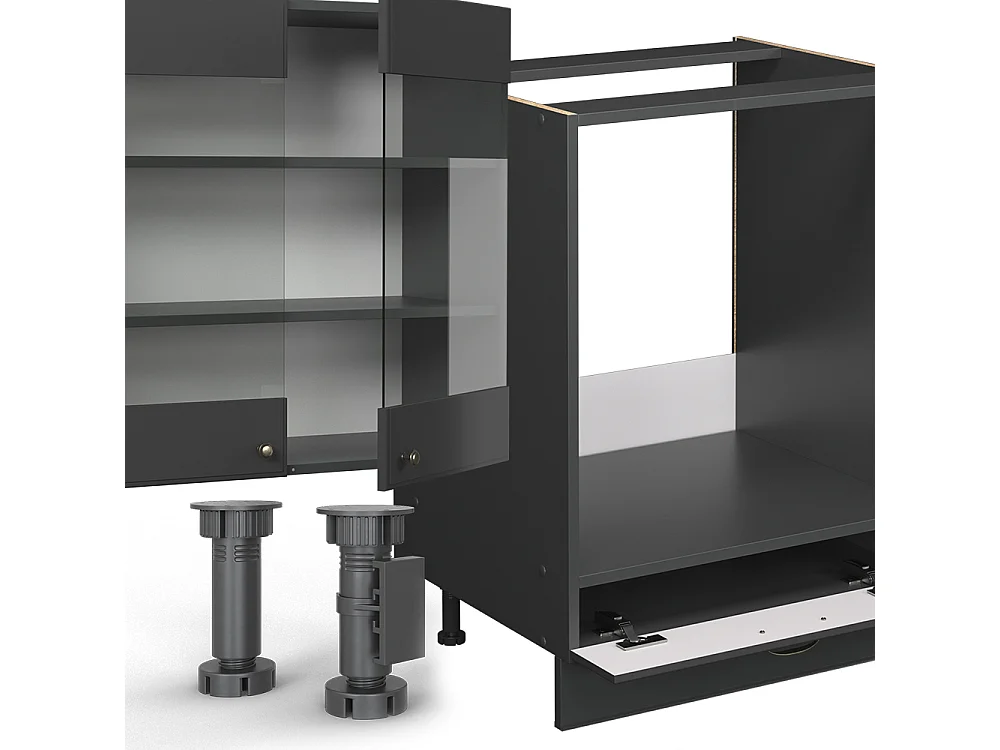 Cuisine en angle anthrazit-gold landhaus 347x46x81.6 fame-line