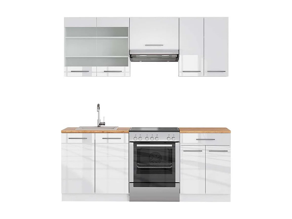 Cucina componibile bianco lucido/bianco 200x60x81.6 fame-line