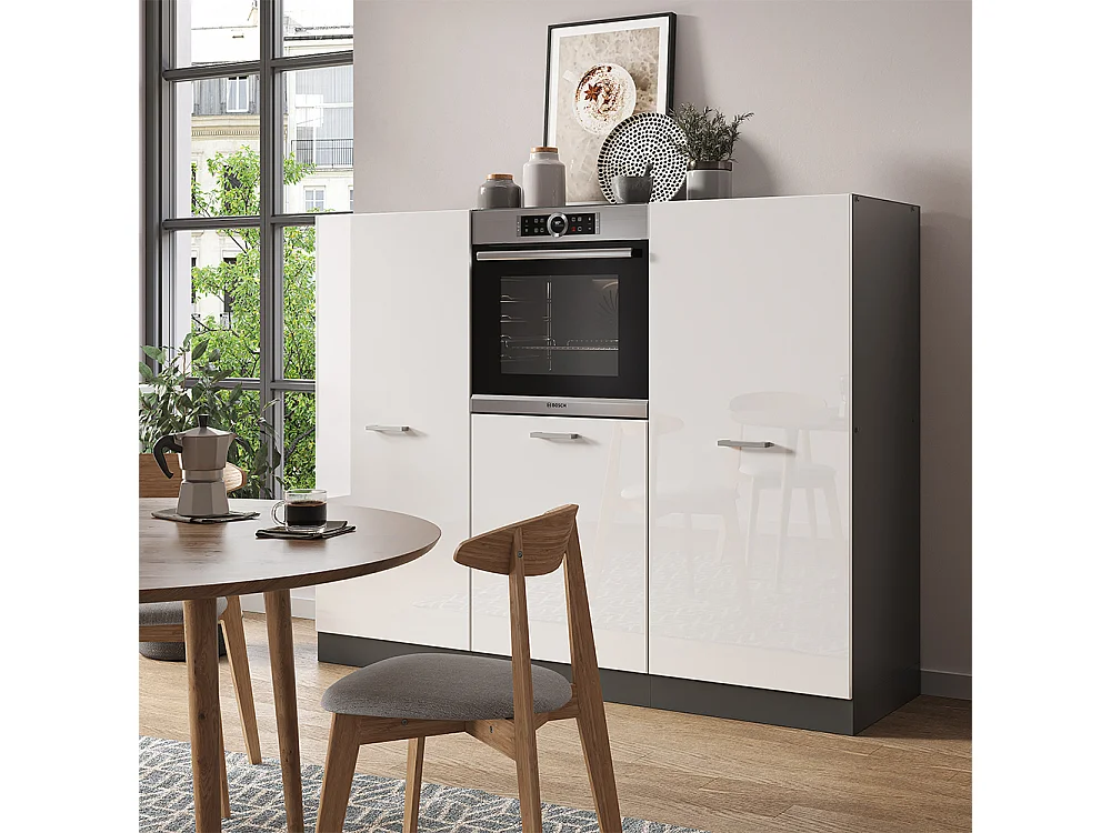 Bloque de cocina blanco brillo/antracita 180x46x81.6 r-line