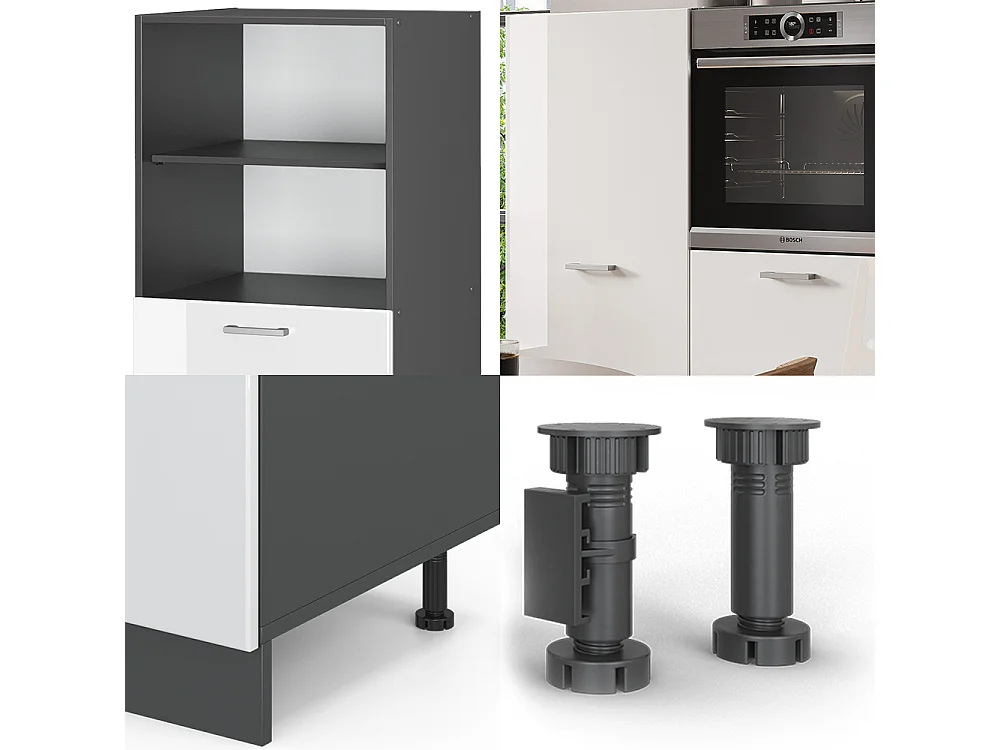 Bloc cuisine blanc brillant/anthracite 180x46x81.6 r-line