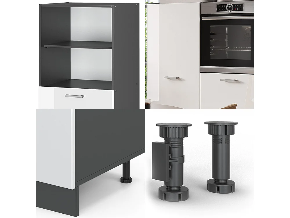 Bloc cuisine blanc brillant/anthracite 180x46x81.6 r-line