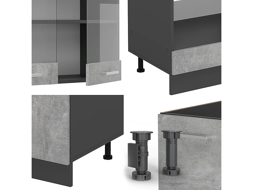 Cucina angolare completa calcestruzzo/antracite 287x46x81.6 r-line