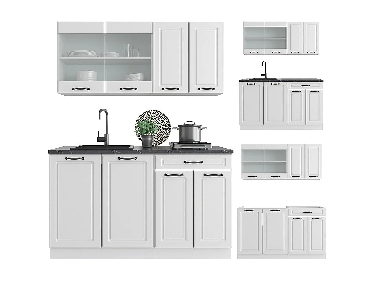 Cucina completa casa di campagna bianca/bianco 140x46x81.6 r-line