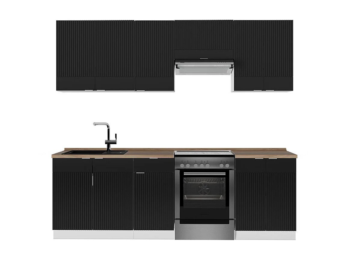 Cuisine noir rayé/blanc 240x60x81.6 fame-line