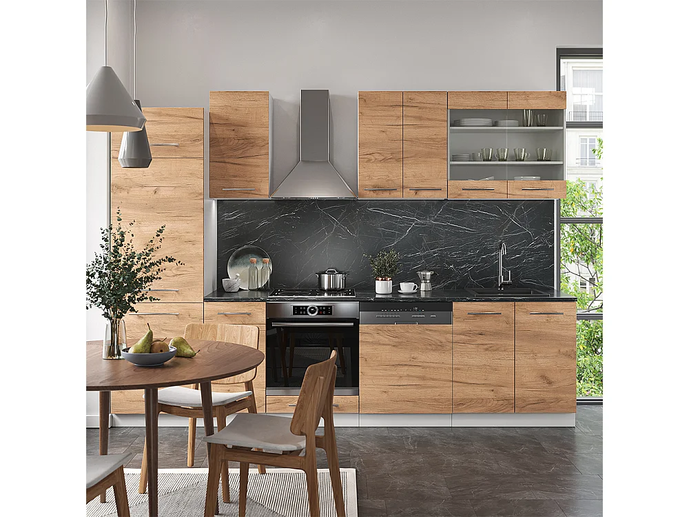 Küchenzeile goldkraft eiche/weiß 300x60x81.6 fame-line