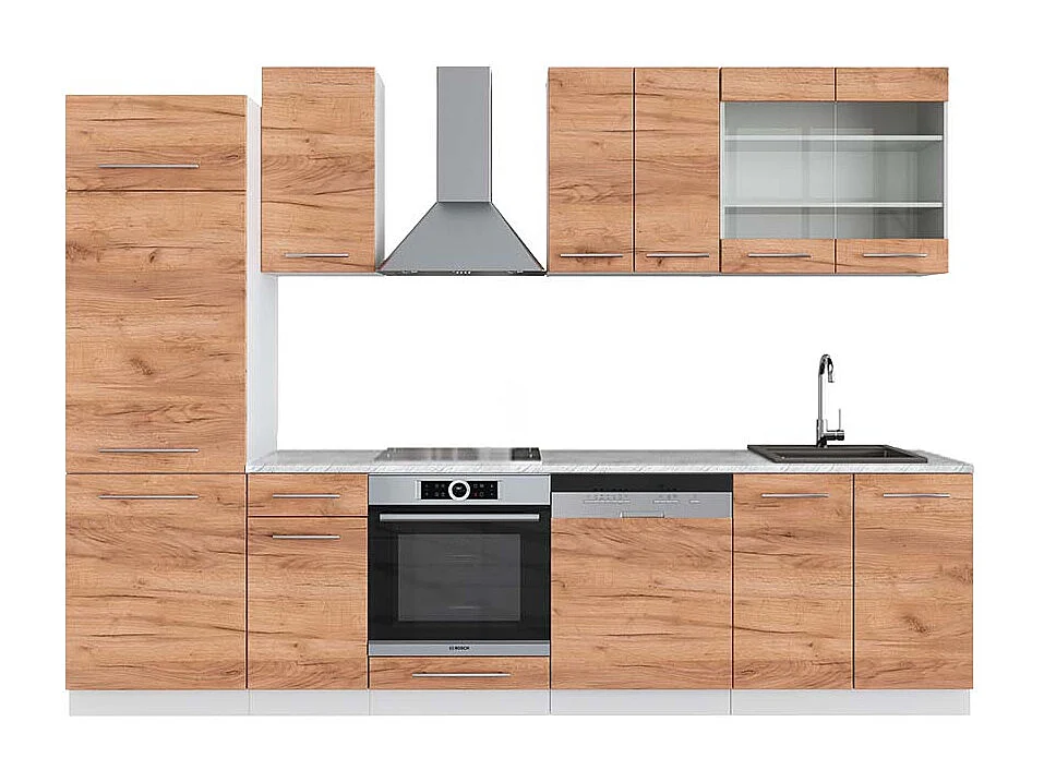 Cuisine chêne doré/blanc 300x60x81.6 fame-line