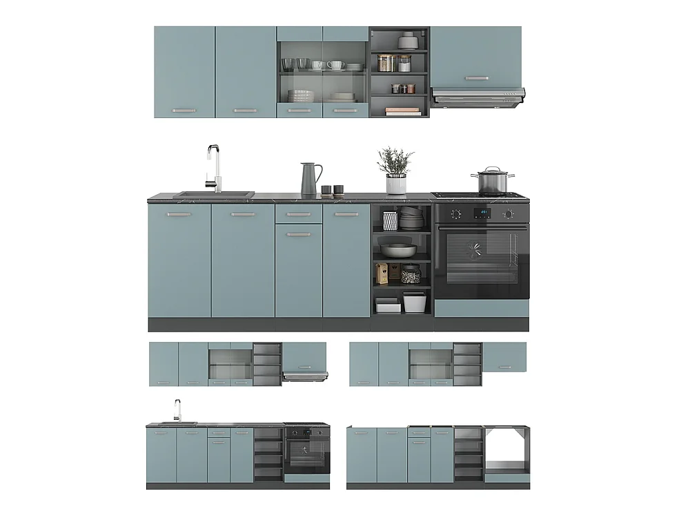 Cuisine bleu-gris/anthracite 240x46x81.6 r-line