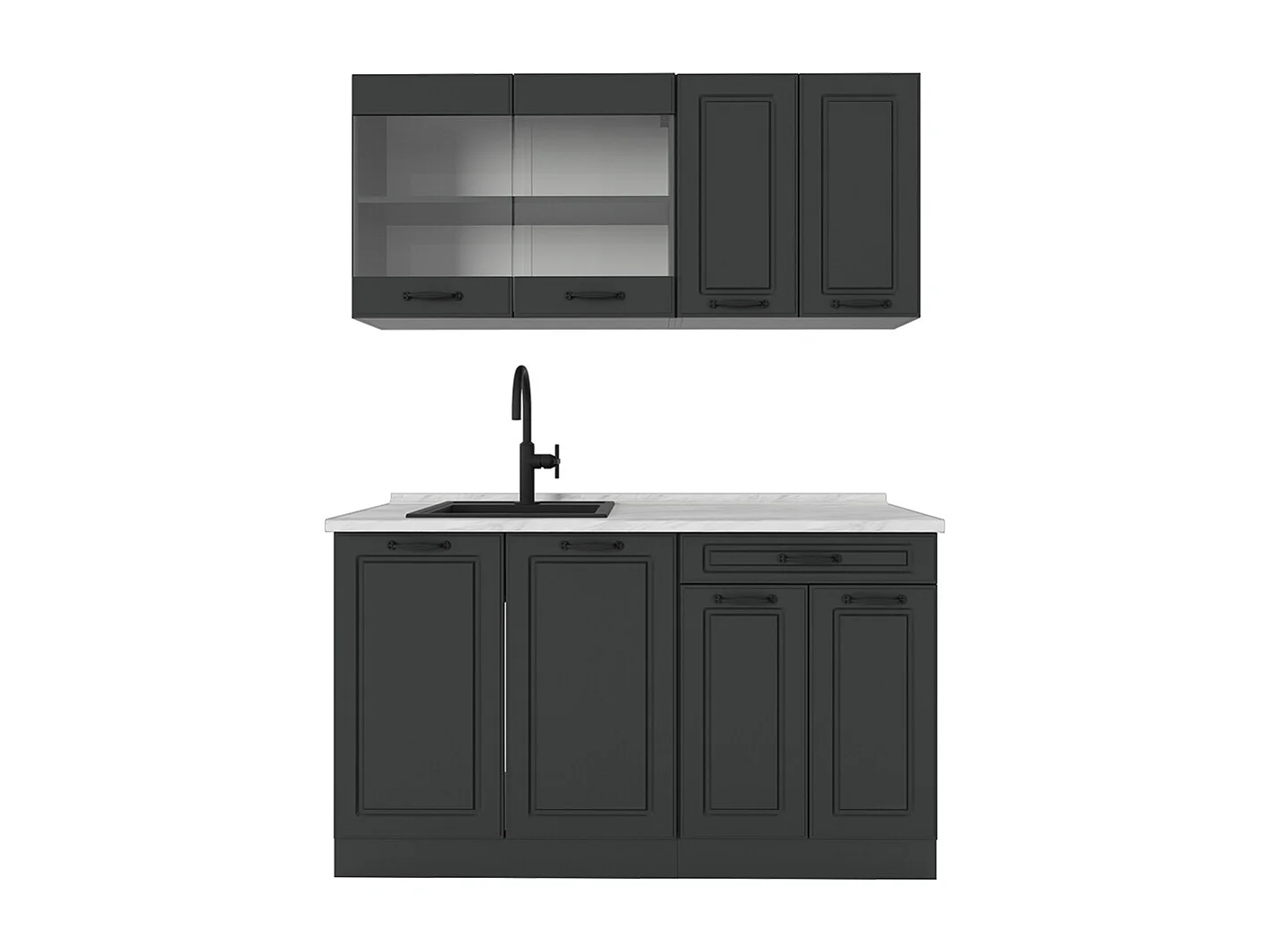 Singleküche anthrazit landhaus/anthrazit 140x60x81.6 r-line