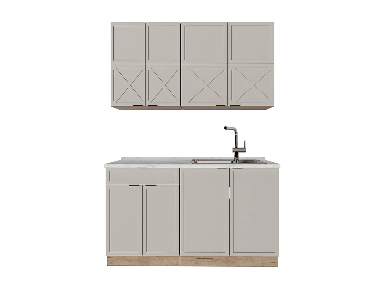 Cuisine grisbeige/chêne doré 140x46x81.6 fame-line