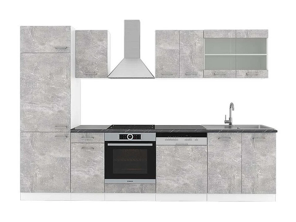 Cuisine béton/blanc 300x60x81.6 r-line