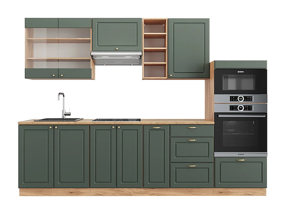 Cuisine chêne vert et or/chêne doré 280x60x81.6 fame-line