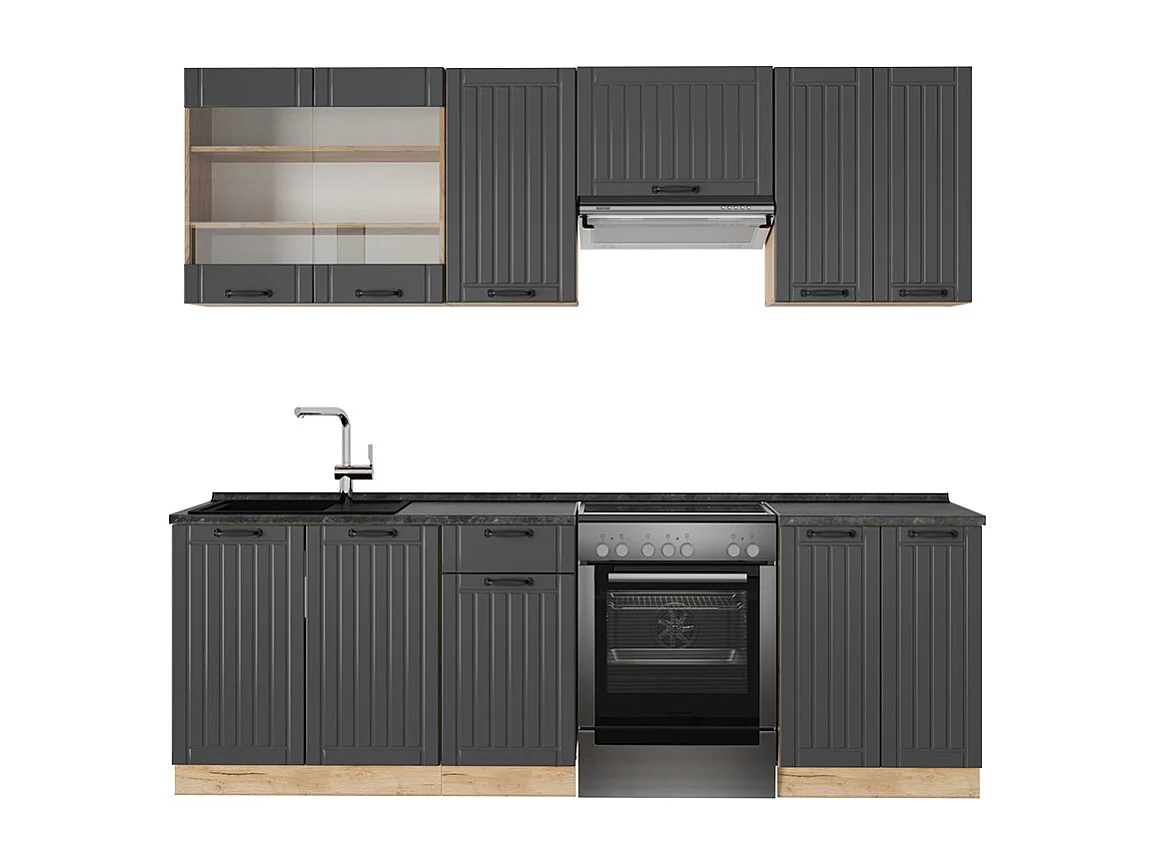 Mueble de cocina gris oscuro 240x60x81.6 fame-line