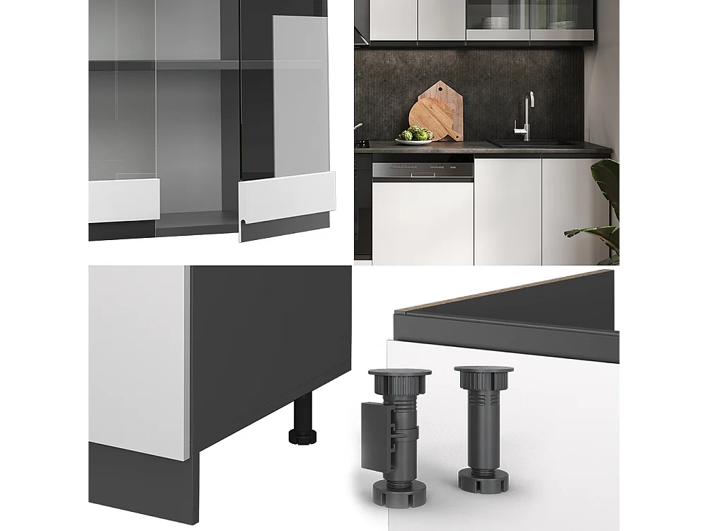 Mueble de cocina blanco/antracita 300x60x81.6 r-line