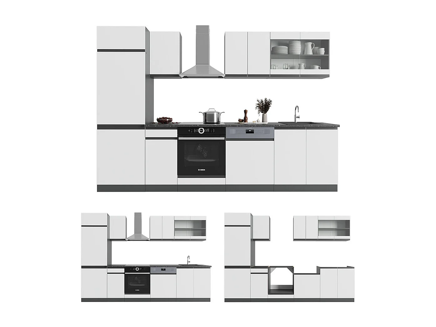 Mueble de cocina blanco/antracita 300x60x81.6 r-line