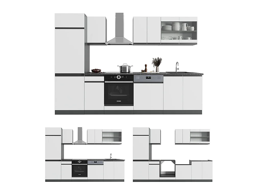 Cuisine blanc/anthracite 300x60x81.6 r-line