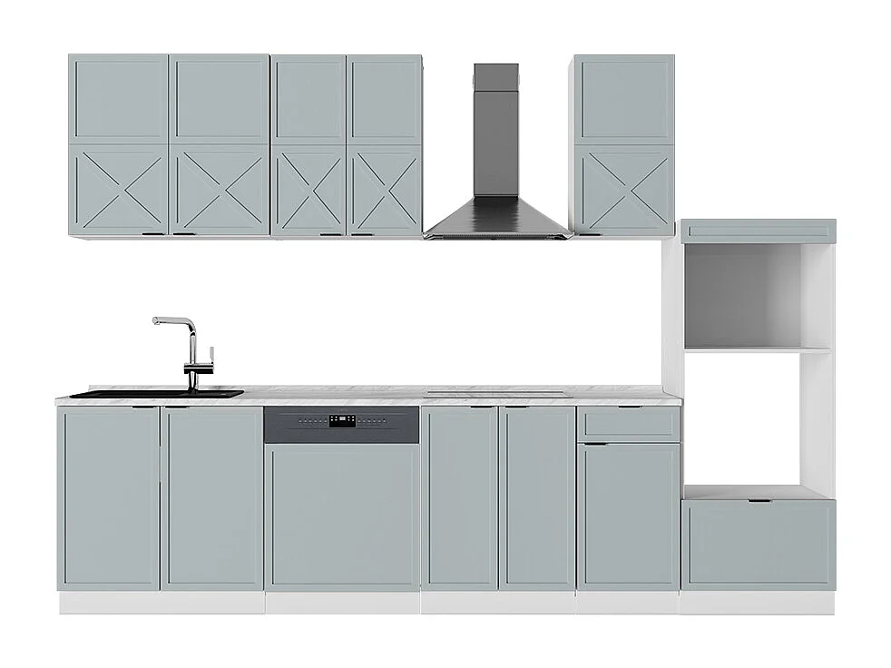 Køkkenrække lyseblå-grå/hvid 300x60x81.6 fame-line