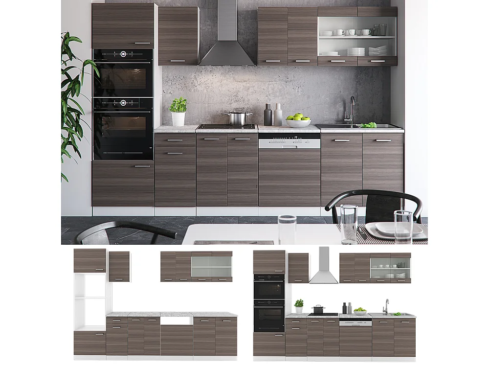 Køkkenrække smuk grå/hvid 300x60x81.6 r-line