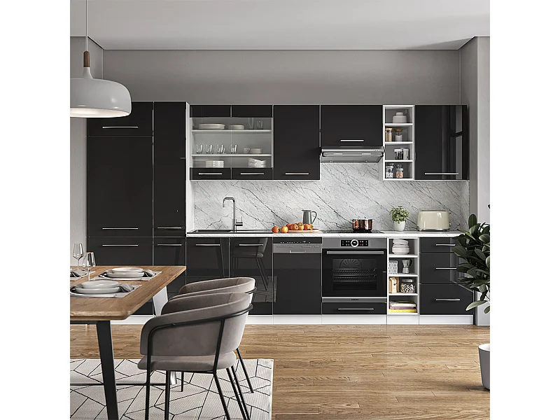 Cucina componibile antracite lucido/bianco 355x46x81.6 fame-line